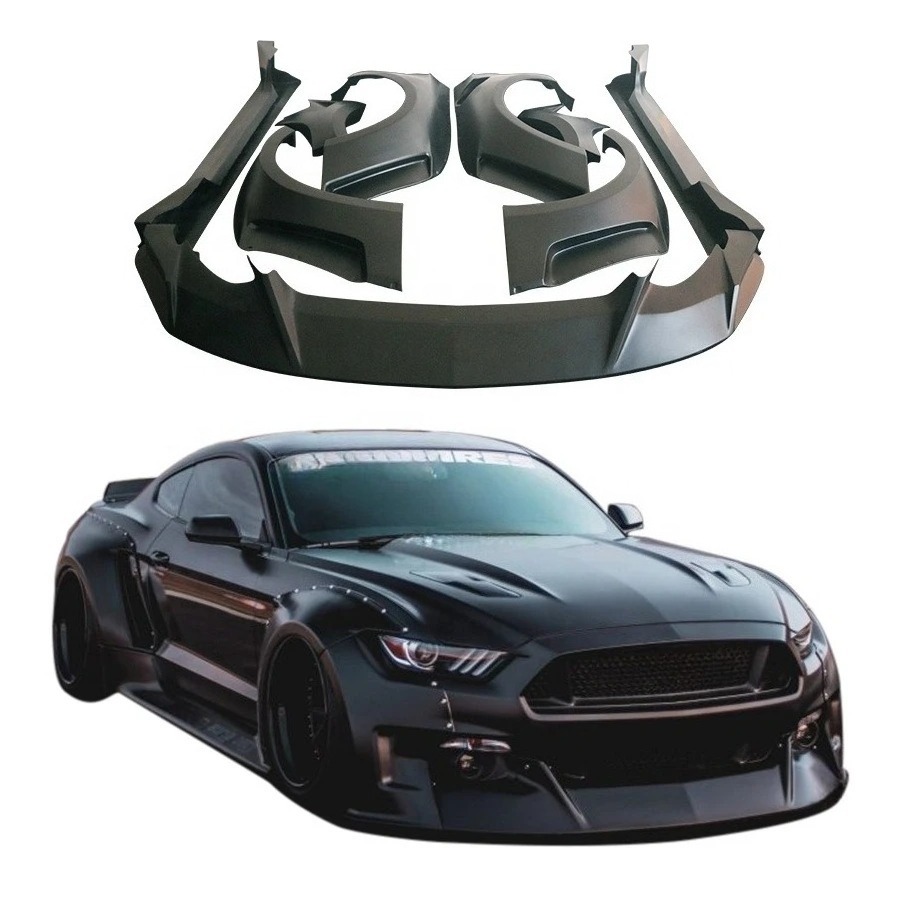 For Mustang Wide Body Kit with Front Rear Fenders Flares Side Skirts Spoiler Front Lip